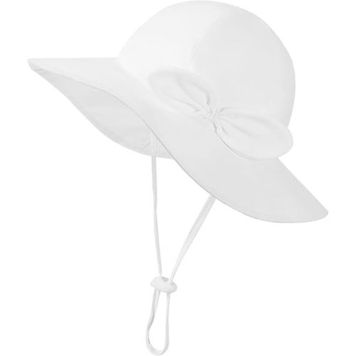 Baby Girl Sun Hat Infant Summer Beach Hats with UPF 50+ Toddler with Wide Brim Strap Outdoor Bucket Hat