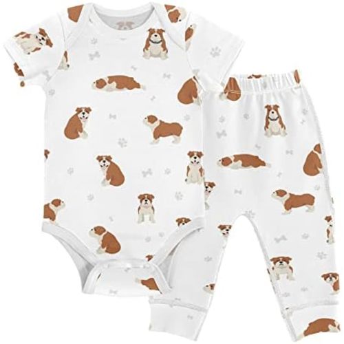 vvfelixl Baby Pants Sets Cute Dogs Puppy Short Sleeve Baby Clothes For Boys Girls 0-24 Months