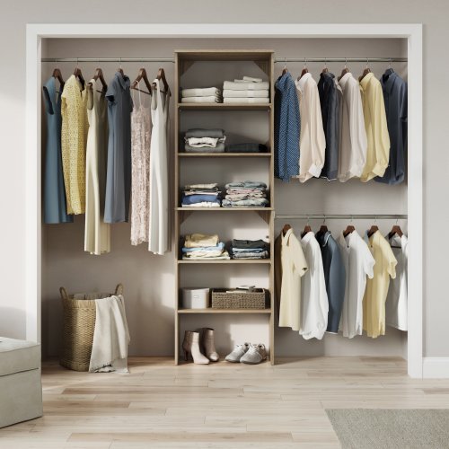 ClosetMaid BrightWood 5-ft to 10-ft W x 6.85-ft H Latte Solid Shelving Wood Closet System