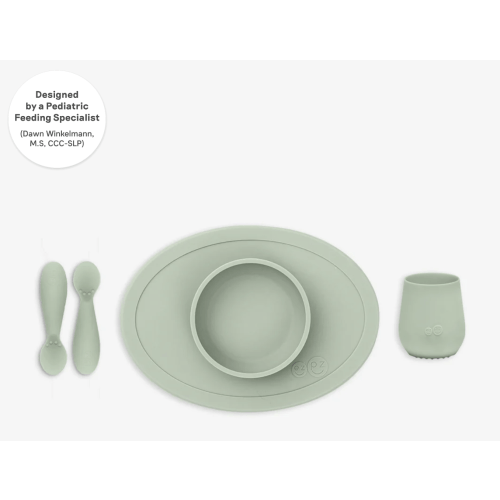 First Foods Set / Silicone Spoon, Cup & Suctioning Bowl for Infants– ezpz