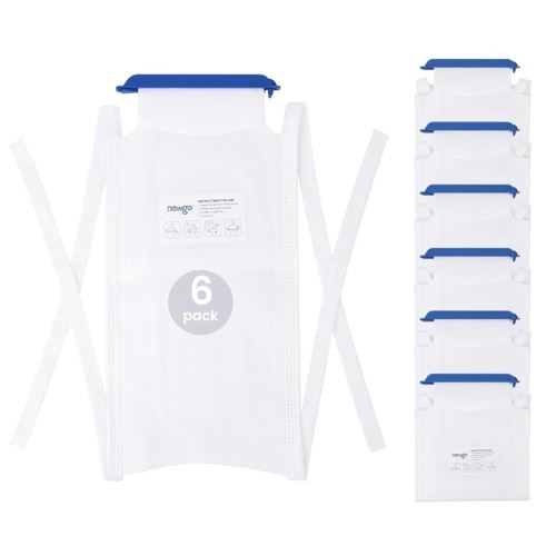 NEWGO Refillable Ice Bags with Clamp Closure [Pack of 6] Large 7 X 4.6, Reusable Easy Filling Hospital Ice Pack with Soft Outer Covering and Leak Resistant Inner Layer
