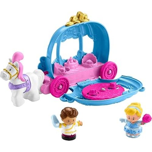 Fisher-Price Little People Toddler Toy Disney Princess Cinderella’s Dancing Carriage Playset with Figures for Pretend Play Ages 18+ Months