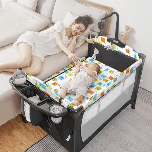 5-in-1 Pack and Play, Baby Bassinet Bedside
