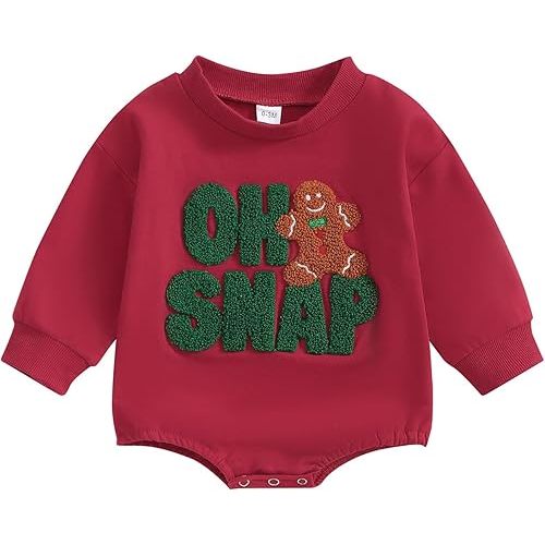 Newborn Baby Christmas Outfit Girl Santa Embroidered Sweatshirt Oversize Bubble Romper Cute Xmas Fall Clothes