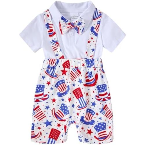 BFUSTYLE Baby Boy Clothes 2 in 1 Outfits 0-24 Months Romper Short Sleeve Infant Bodysuit with Bowtie