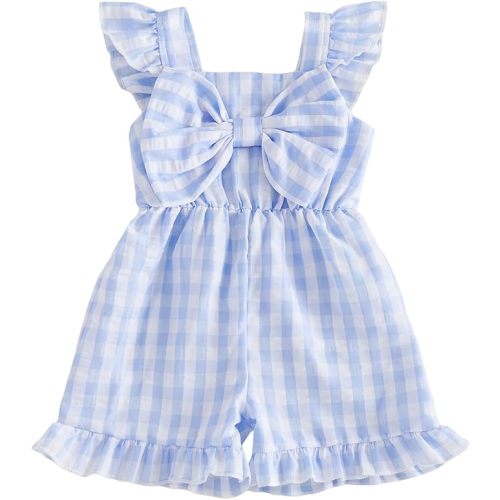 Toddler Girl Outfit Baby Summer Romper Cute Bow Sleeveless One Piece Jumpsuit Shorts Overalls Clothes 6M-5T