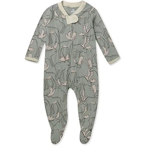 HonestBaby Sleep and Play Footed Pajamas One-Piece Sleeper Jumpsuit Zip-front PJs Organic Cotton for Baby Boys, Unisex