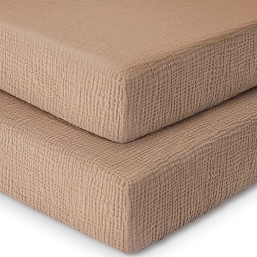 Yoofoss Muslin Crib Sheets for Boys Girls 100% Cotton Fitted Baby Crib Sheet 2 Pack Soft and Breathable for Standard Crib Mattress & Toddler Mattress 52"x28" Gradient Blue