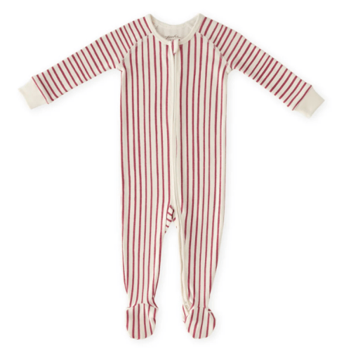 Ribbed Sleeper in Stripes Away Berry 0-3M