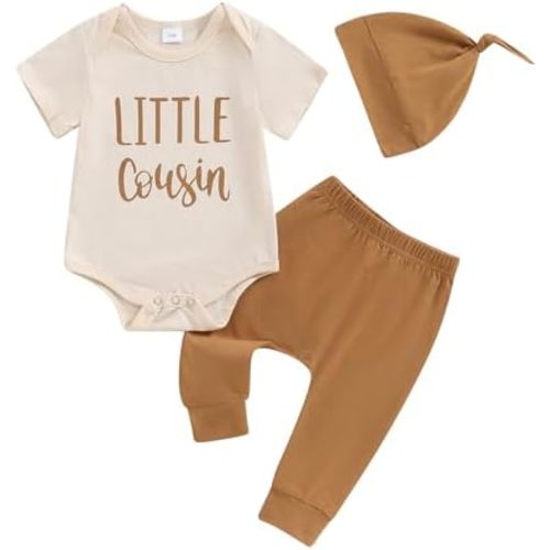 Little Brother Newborn Outfit Baby Boy Lil Bro T Shirt Romper Long Pants Set Hat Infant little Summer Clothes