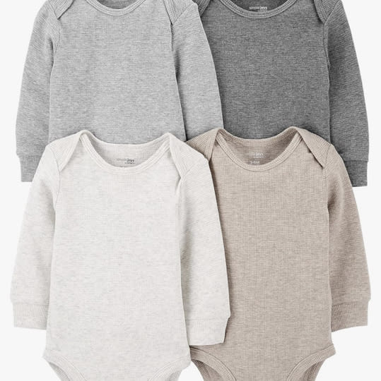Simple Joys by Carter's Baby 4-pack Soft Thermal Long Sleeve Bodysuits