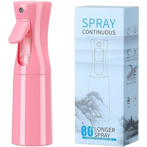Hair Mister Spray Bottle，Spray Water Bottle Fine Mist Refillable Plants（6.8OZ /200ML） Barber，Showering Pets, Plants, travel, Ironing and Cleaning ﻿ ﻿ ﻿ (Pink-1Pcs)