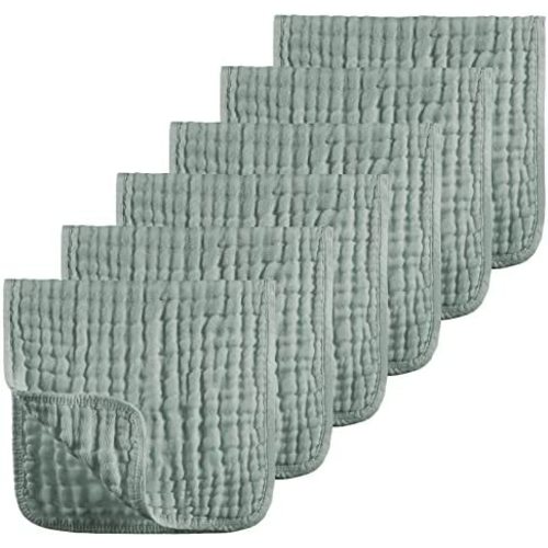 Muslin Burp Cloths 100% Cotton Muslin Cloths Large 20''x10'' Extra Soft and Absorbent 6 Pack Baby Burping Cloth for Boys and Girls by Looxii (Dark Green)