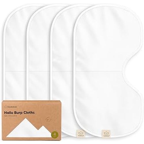 KeaBabies 4-Pack Baby Burp Cloths Baby Girl, Boy - Organic Cotton Burp Cloth, Extra Large, Absorbent, Soft Burping Cloths & Bibs Set for Babies, Newborn Burp Clothes, Thick Burp Rags (Soft White)