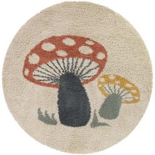 5'3"x5'3" Mushroom Kids' Rug Cream - Balta Rugs: Round, Playroom, Uv & Stain-resistant, Oeko-tex Certified