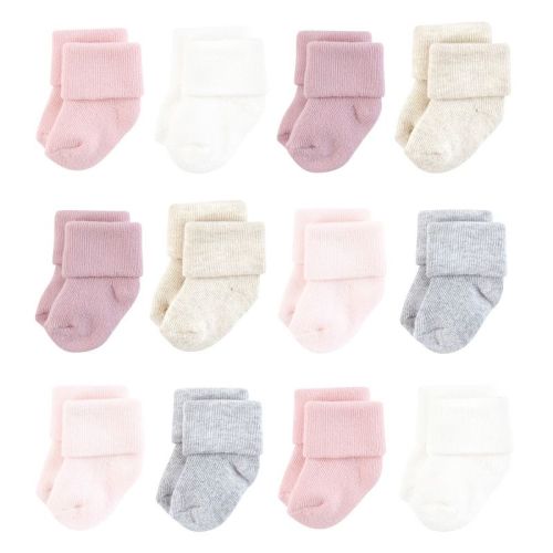 Hudson Baby Unisex Cotton Rich Newborn And Terry Socks, Mauve Neutral, 0-6 Months