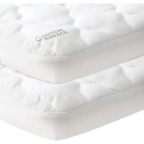 Waterproof Pack and Play Mattress Pad Sheets Fitted 2 Pack, Cotton Fabric Pack and Play Protector, Fits Graco Play Yard, Baby Mini Crib Sheet Cover