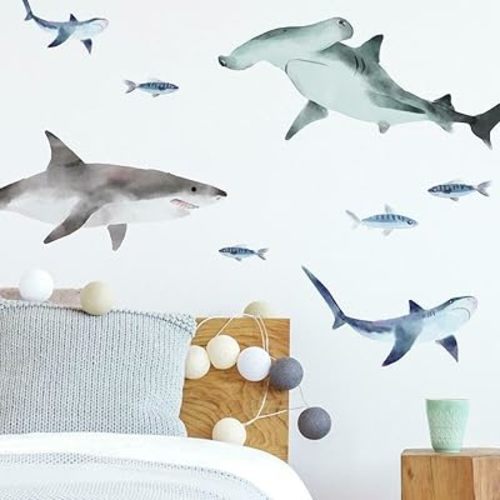 RoomMates RMK4311SCS Sharks Peel and Stick Wall Decals