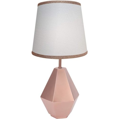 Lambs & Ivy Rose Gold Modern Hexagon Nursery Lamp with Shade & Bulb