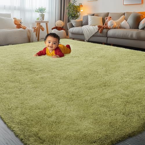 Rugs for Living Room 6x9, Alfombras para Salas Shag Large Plush Soft Area Rug, Shaggy Carpets for Bedroom, Kids Boys Girls Home Decor Aesthetic(Grass Green, 6x9 Feet)