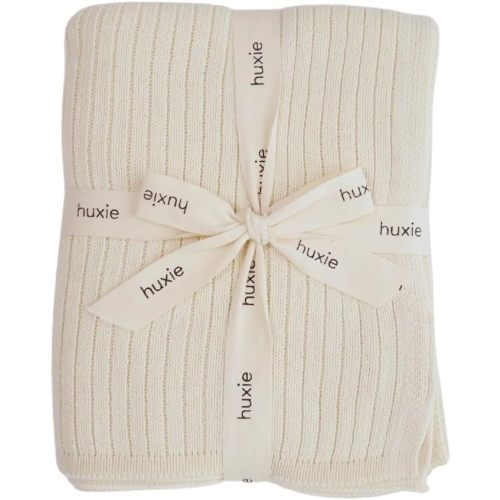 Knitted Organic Cotton Baby Blanket- Swaddle Blanket, 30" x 40" Soft Receiving Blanket for Newborn (Soft White)