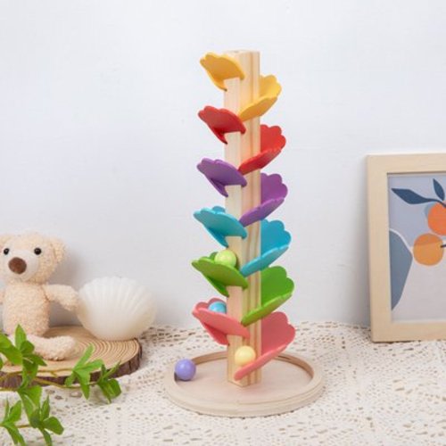 Wooden Marble Run Music Tree Montessori Toys for Kids 3+ Years Old Marble Ball Run Learning Game Wood Color Sorting Toys,Kids Music Tree Toy Colorful Musical Tree Montessorii Educational Toy