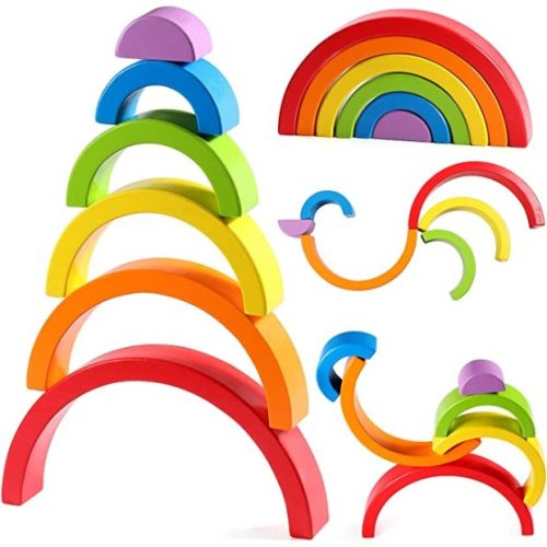 Lewo Wooden Rainbow Stacker Nesting Puzzle