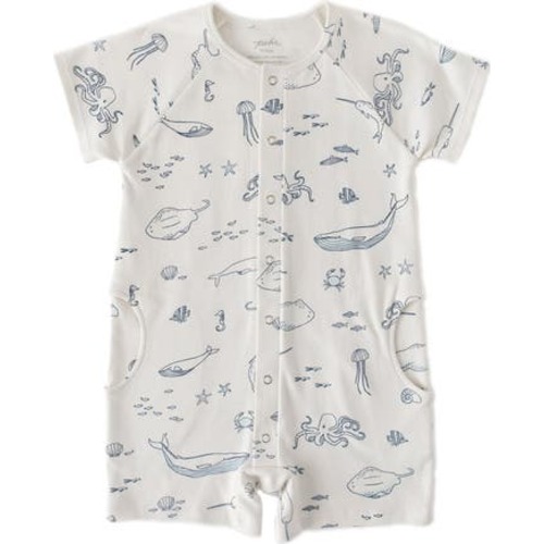 Life Aquatic Rolled Cuff Short Romper, 6-12M