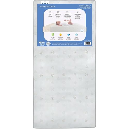Delta Children Twinkle Galaxy Dual Sided Crib and Toddler Mattress - Premium Sustainably Sourced Fiber Core - Waterproof - GREENGUARD Gold Certified (Non-Toxic) - 7 Year Warranty - Made in USA