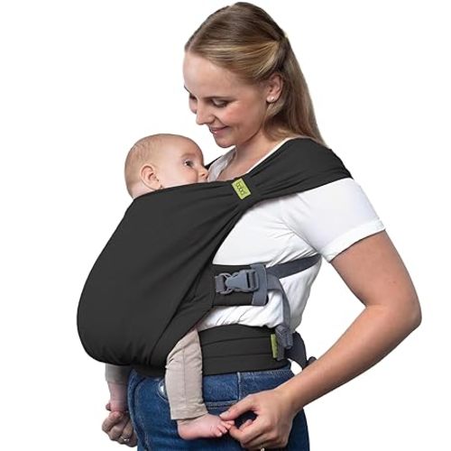 Boba Bliss Pre-Wrapped Baby Carrier with Buckle - Newborn to 7-35 lbs Light, Breathable & Easy to Adjust Hybrid Infant Sling & Toddler Carrier - Certified Hip-Healthy for 0-18 Months - Gray