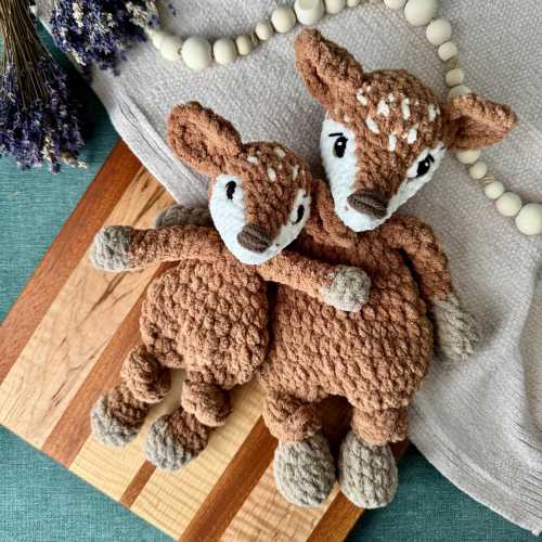 Crochet Fawn Lovey: Plush Deer Snuggler, Woodland Nursery Decor
