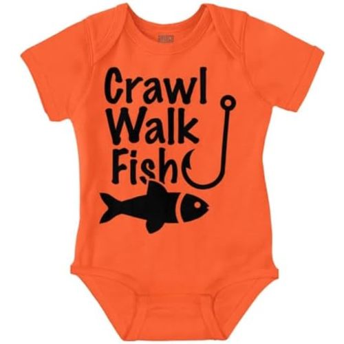 Brisco Brands Crawl Walk Fish Hook Outdoor Lover Baby Romper Boys or Girls