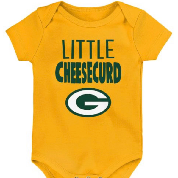 Green Bay Packers Newborn Little Cheesecurd Bodysuit at the Packers Pro Shop