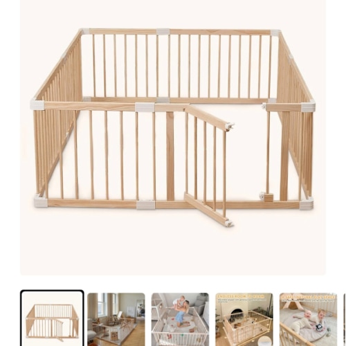 HARPPA Wooden Baby Gate Playpen | Non-Toxic Foldable DIY Adjustable Play Yard for Infants & Toddlers – Natural Finish Baby Fence for Small & Large Spaces