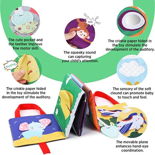  beiens Baby Books Toys, Touch and Feel Crinkle Cloth Book for  Infant Baby 0-3-6-12-18 Months, Early Development Interactive Stroller Soft  Toys, Shower Gifts Christmas Stocking Stuffers for Boys Girls : Toys