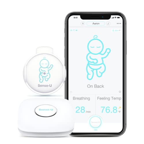 Sense-U Baby Breathing Monitor 3: Monitors Infant Breathing Motion, Rollover, Feeling Temperature and Baby Room’s Temperature, Humidity Level with Real-time Alerts from Anywhere, Green