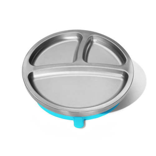 Baby Round Divided Plate | Stainless Steel & Silicone