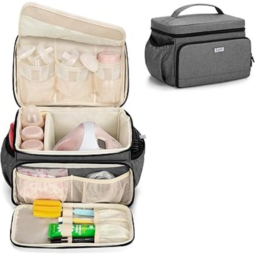 Luxja Breast Pump Bag Compatible with Spectra S1 and S2, Pumping Bag for Breast Pump and Extra Parts (Suitable for Home or Travel Use), Gray (Patent Pending)