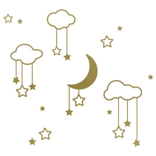 The Decal Guru Moon Stars and Clouds Wall Decal | Wayfair