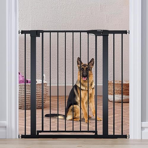 36" High Extra Tall Dog Gate, 29.6"-40.5" Wide Pressure Mounted Tall Baby Gate for Dog, Auto Close Pet Gate with Door for Stairs,Doorways,House,Black