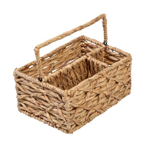 Honey-Can-Do Multi-Use 3-Compartment Wicker Basket Caddy with Handle, Natural STO-09844 Natural Medium
