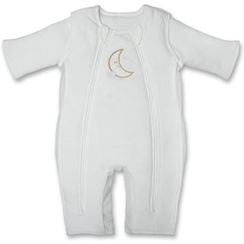 Baby Brezza 2-in-1 Double Zipper Baby Sleepsuit - Unique Swaddle Transition Sleepsuit - Breathable with Mesh Panels - Converts from Sleepsuit to Sleep Vest, 3-6 Months, Cream