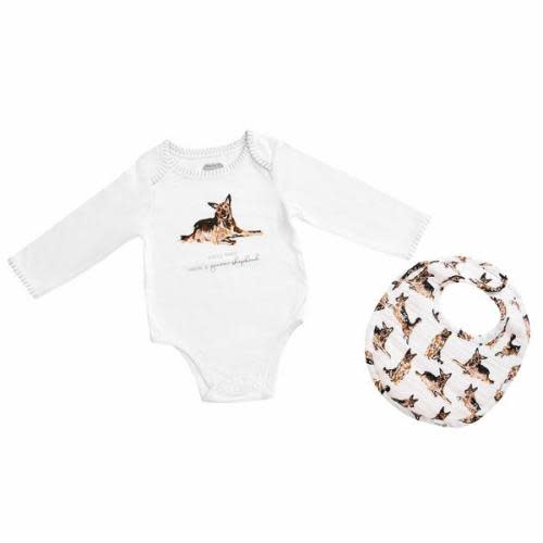 German Shepherd Dog Bodysuit and Bib Set | Mud Pie