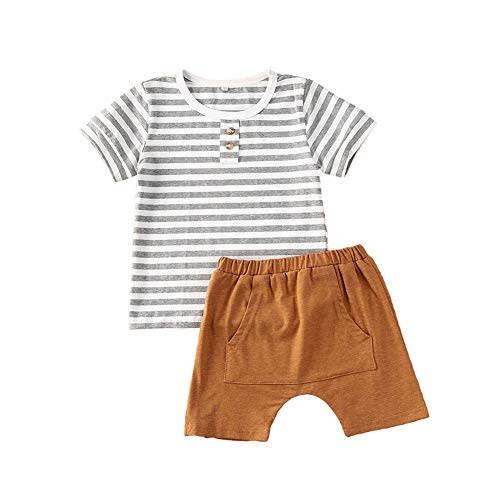 Newborn Infant Baby Summer Clothes Girl Boy Striped T-Shirt Top Shorts Pants 2Pcs Casual Outfit Set