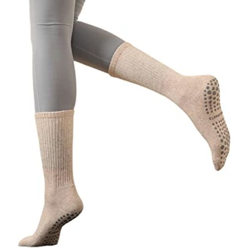 PIGOLDOG Yoga Socks For Women,Non Slip Skid Socks,Mid-Calf Socks,Ideal for Pilates,Pure Barre, Ballet,Dance1 Pair