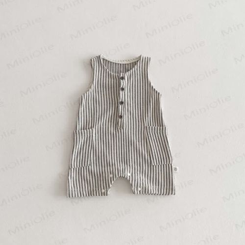 Baby Sleeveless Vertical Stripe Romper