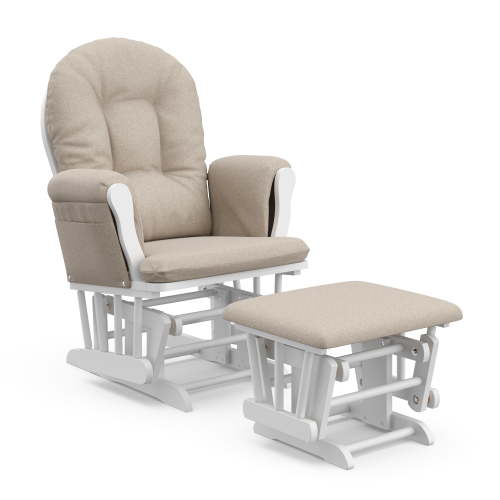 Storkcraft Hoop Infant Nursery Glider and Ottoman, White with Taupe Swirl