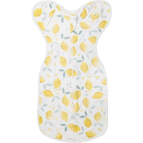 Baby Swaddle Transition Bag, Baby Swaddle Sleep Sack, Cuff Removable Arms Up Design, Transitions to Arms-Free Wearable Blankets with 2-Way Zipper, Smile & Lemon (3-6 Month)