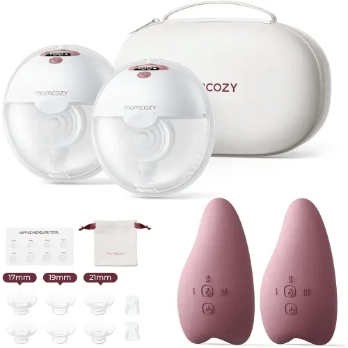 Momcozy M5 Breast Pump & A1 Lactation Massager Combo -Wearable Breast Pump with Double-Sealed Flange (3 Modes/9 Levels) + 2-in-1 Lactation Massager (Heat & Vibration) for Clogged Ducts & Milk Flow