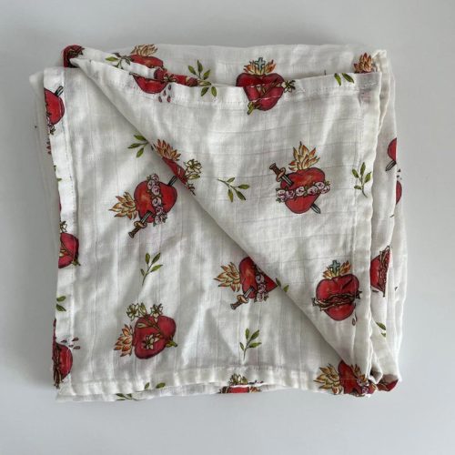 Holy Family Hearts Swaddle Blanket